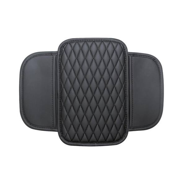 12x8 in Microfiber Leather Black Console Cover with Storage Pockets and Anti-Slip Dots, 1 Pack