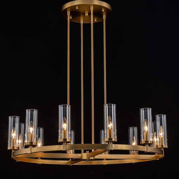 RRTYO Damitri 12-Light Brushed Gold Industrial Vintage Wheel RRTYO Damitri 12-Light Brushed Gold Industrial Vintage Wheel