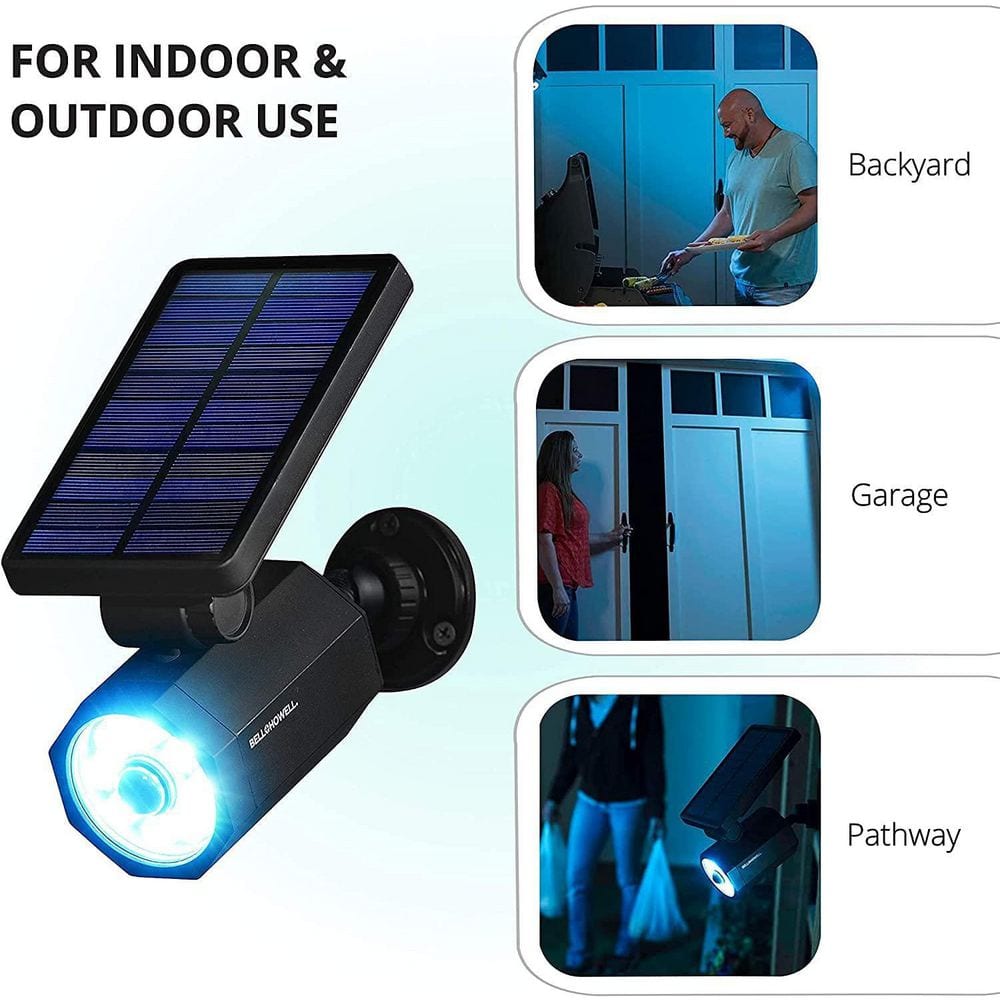 Black Solar Powered LED Motion Sensor Security Spotlight