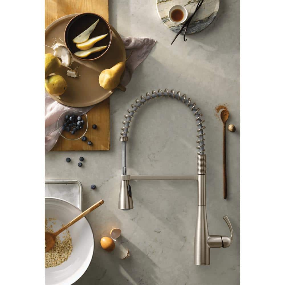 Essie Chrome High Arc Pull-Down Kitchen Faucet with Soap Dispenser