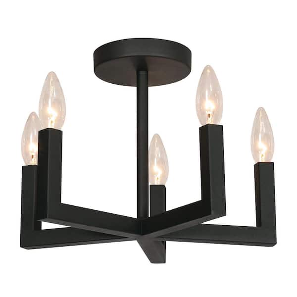 AFX Grace 14 in. Black Semi-Flush Mount