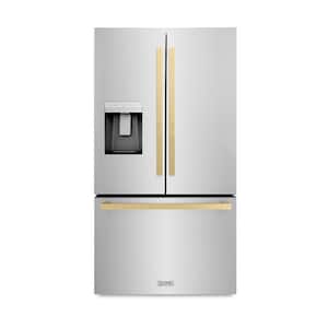 36 in. 3-Door French Door Refrigerator w/ Dual Ice Maker in Fingerprint Resistant Stainless & Square Champagne Bronze