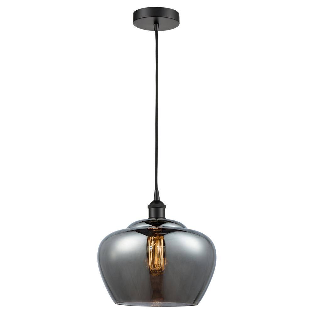 Fenton 60-Watt 1-Light Matte Black Standard Mini Pendant Light Smoked Glass Shade price history on PriceWatchPro