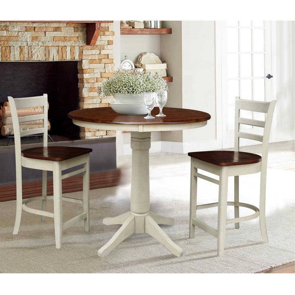 Emily 24" White Wood Counter Height Barstool