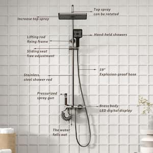 Shower Faucet Set with Digital Display Shower System Thermostatic Piano Key Shower Combo Set with Rain Shower Head
