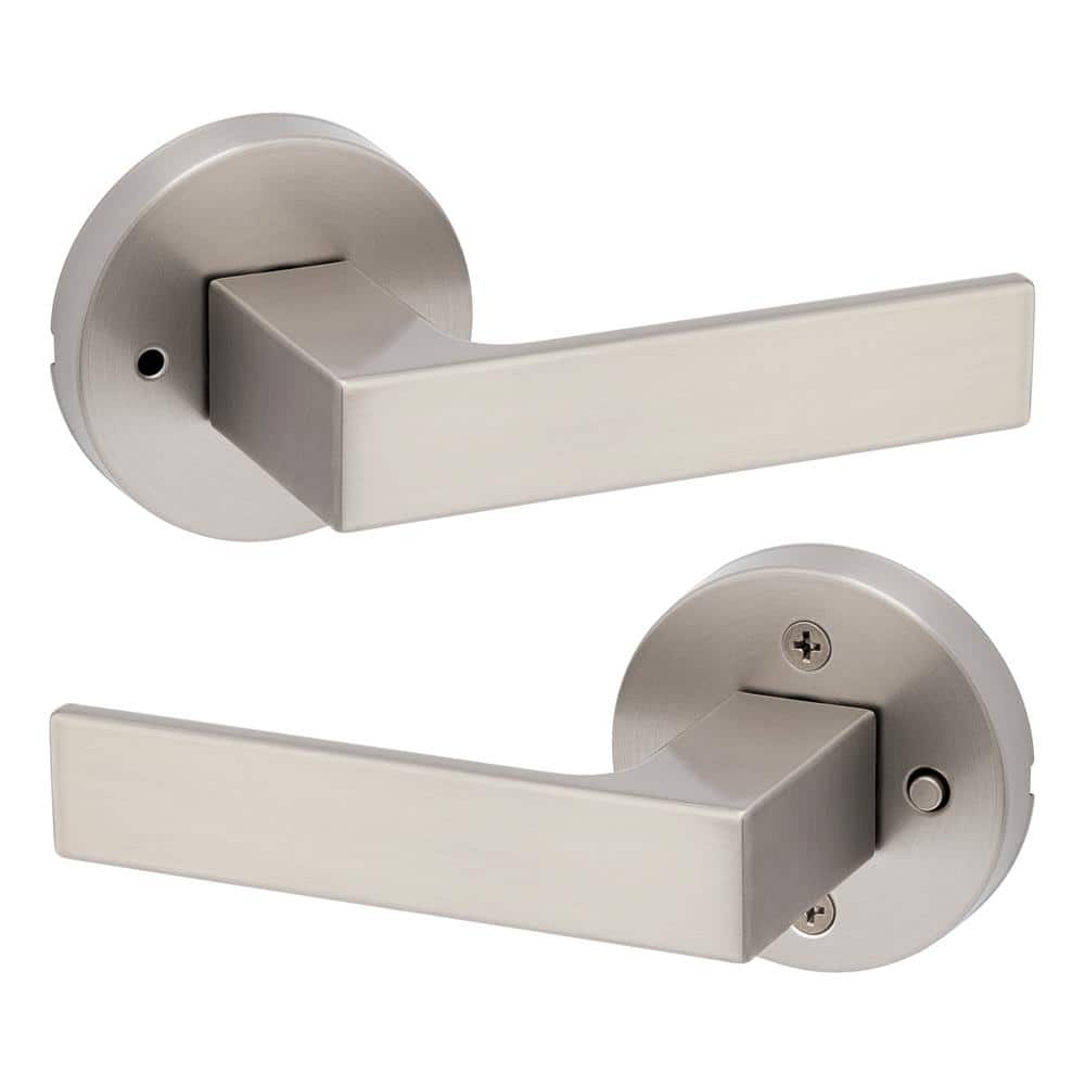Singapore Square Satin Nickel Bed/Bath Door Handle with Microban and Lock (4-Pack) price history on PriceWatchPro