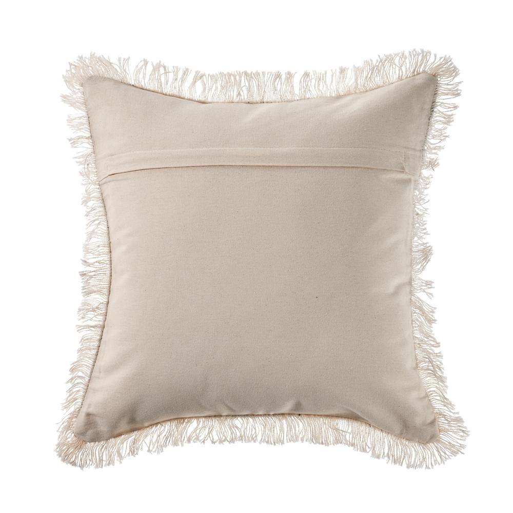 Navy and Ivory Striped Cotton Throw Pillow Set with Fringe