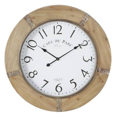 Brown Wood Rustic Wall Clock