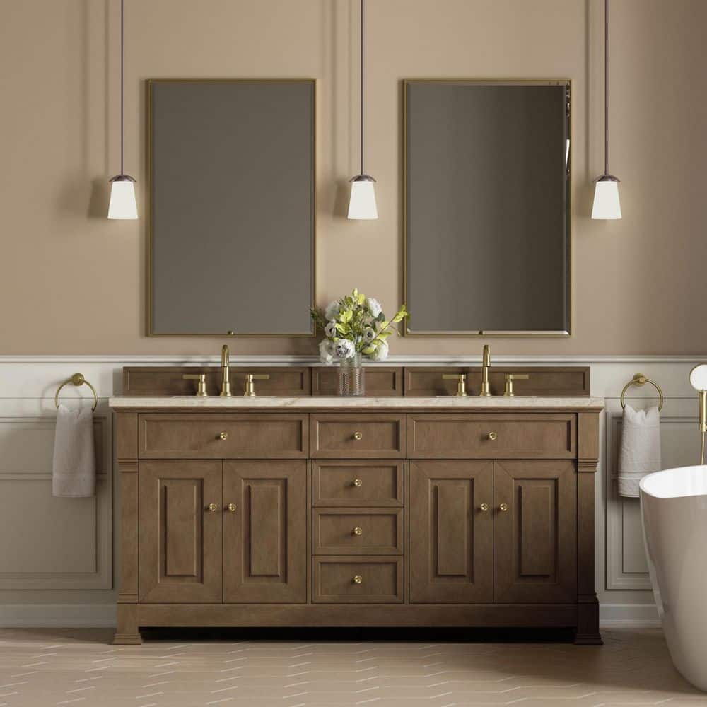 Brookfield 72.0 in. Double Bath Vanity in Pecan with Tajnar Engineered Composite Top price history on PriceWatchPro