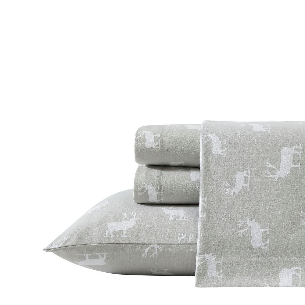 Eddie Bauer Elk Grove 4-Piece Light Gray Cotton King Sheet Set ...