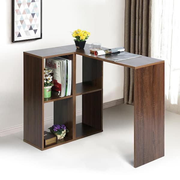 Contemporary L Shaped Desk with Hutch - Modern Walnut - Elements by Harmony Collection