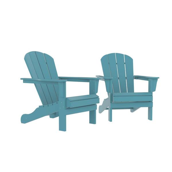 Zeus & Ruta Blue HDPE DPE Plastic Resin Outdoor Patio Adirondack