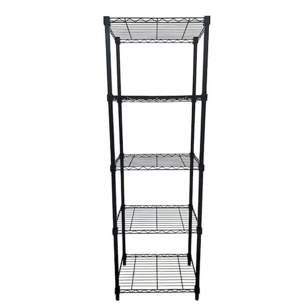 Steel Wire 5-Shelf Adjustable Garage Storage Shelving Unit in Black (24 in. W x 72 in. H x 16 in. D)