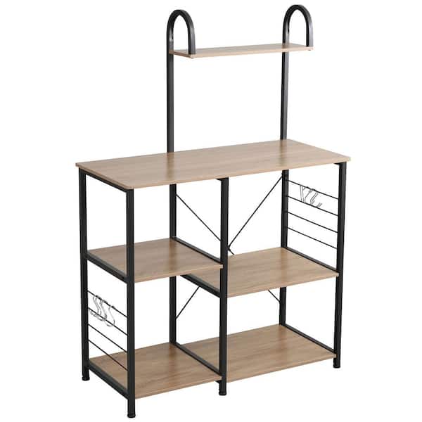 SOMDOT Baker's Rack 35.4 Inch 3 Tier and 4 Tier Microwave Stand, Walnut