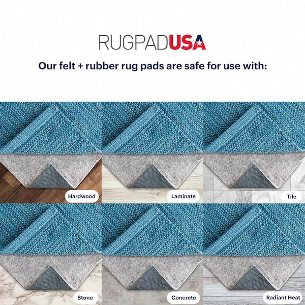 RUGPADUSA Non-Slip Rug Pad 11'x11' - 1/4 Inch Thick Felt & Rubber For Hardwood Floors - View #5