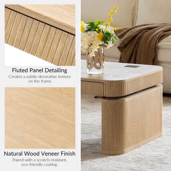 JAYDEN CREATION Dionisio 52 in. Oak Rectangle Wood Standing Coffee