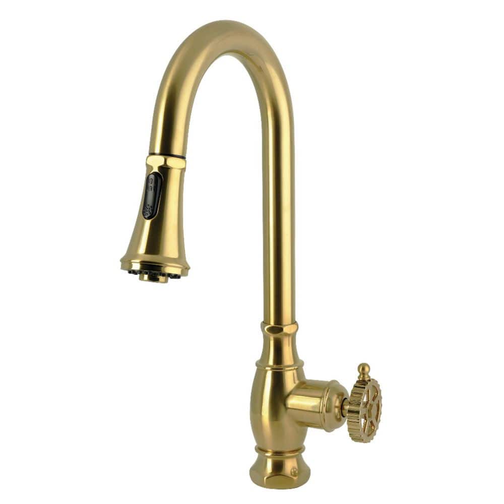Fuller 1-Handle Deck Mount Pull-Down Sprayer Kitchen Faucet in Brushed Brass price history on PriceWatchPro