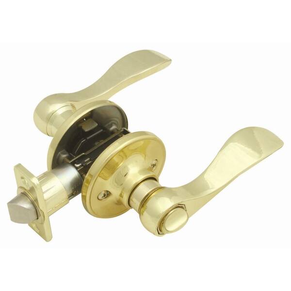Design House Springdale Polished Brass Privacy Bed/Bath Door Lever with 6-Way Latch