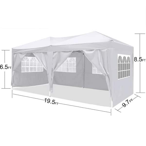 Miscool Anky 10 ft. x 20 ft. White EZ Pop Up Canopy Outdoor