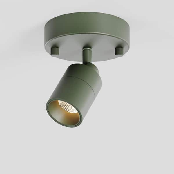 Shura 1-Light Dark Olive Integrated LED Spotlight w/ Rotatable Light Head, Flush Mount Wall Sconce, 3000 K, 1370 Lumens