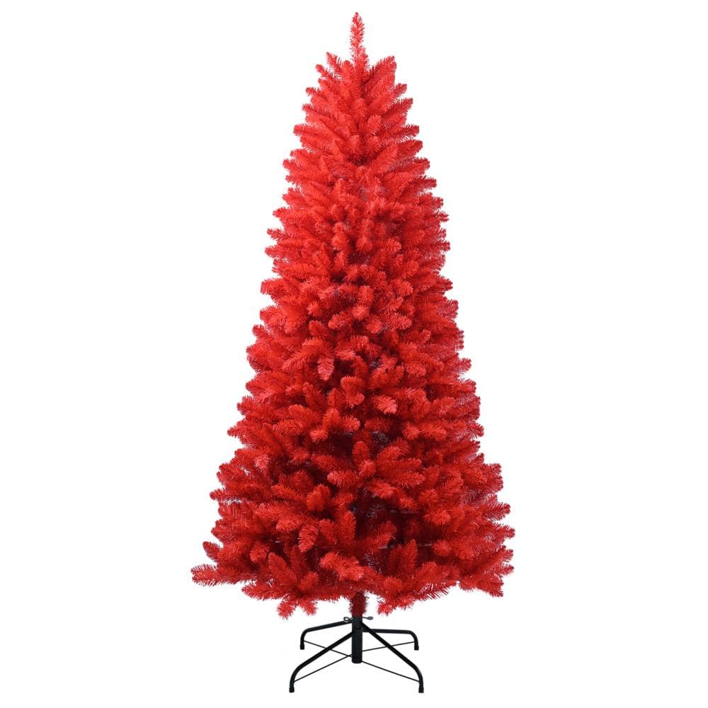 その他 red tree Tenleaf 5 ft. Red PVC Christmas Tree with 624 Tips and Metal Stand