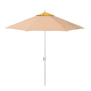 9 ft. Matted White Aluminum Market Patio Umbrella with Crank Lift & Push-Button Tilt in Donovan Garden Pacifica Premium