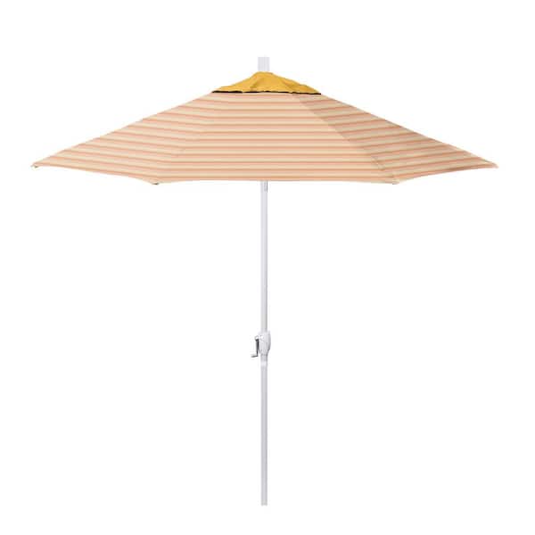 California Umbrella 9 ft. Matted White Aluminum Market Patio Umbrella with Crank Lift & Push-Button Tilt in Donovan Garden Pacifica Premium