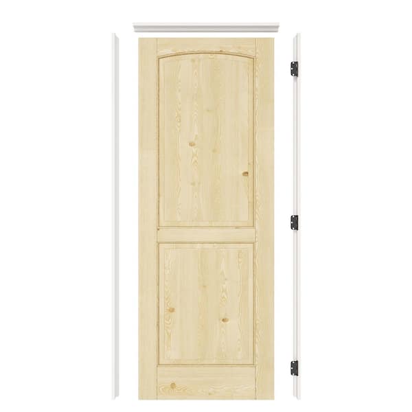 32 in. x 80 in. 2-Panel Left Solid Core Unfinished Pine Wood Single Interior Door with Quick Assemble Jamb