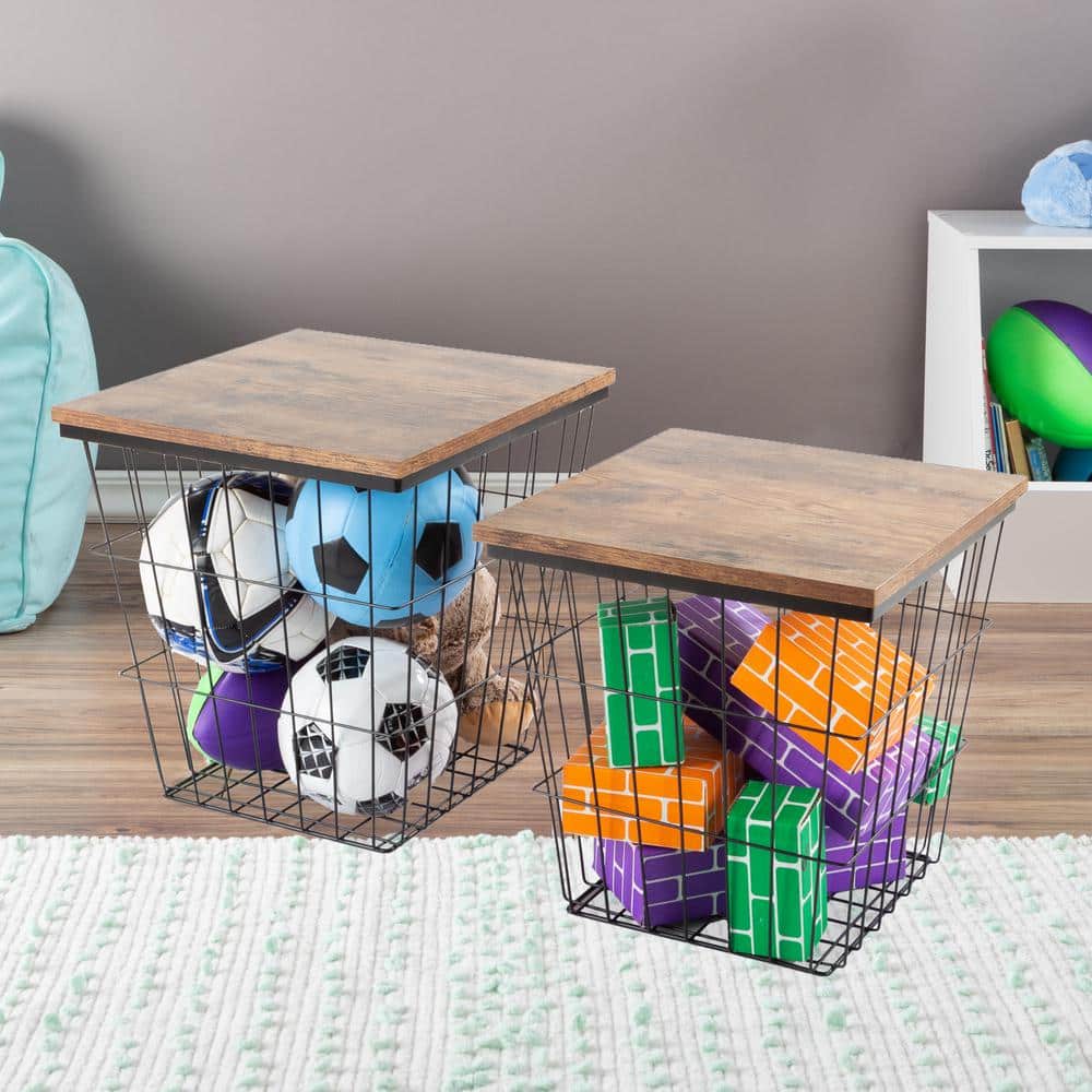 Industrial Farmhouse Nesting End Tables with Storage