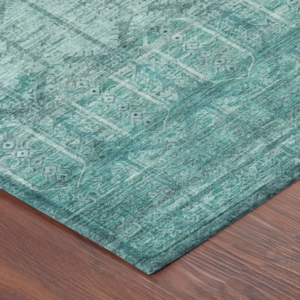 Chantille Machine Washable Indoor/Outdoor Abstract ACN2728 Aqua 5 ft. x 7 ft. 6 in. Area Rug