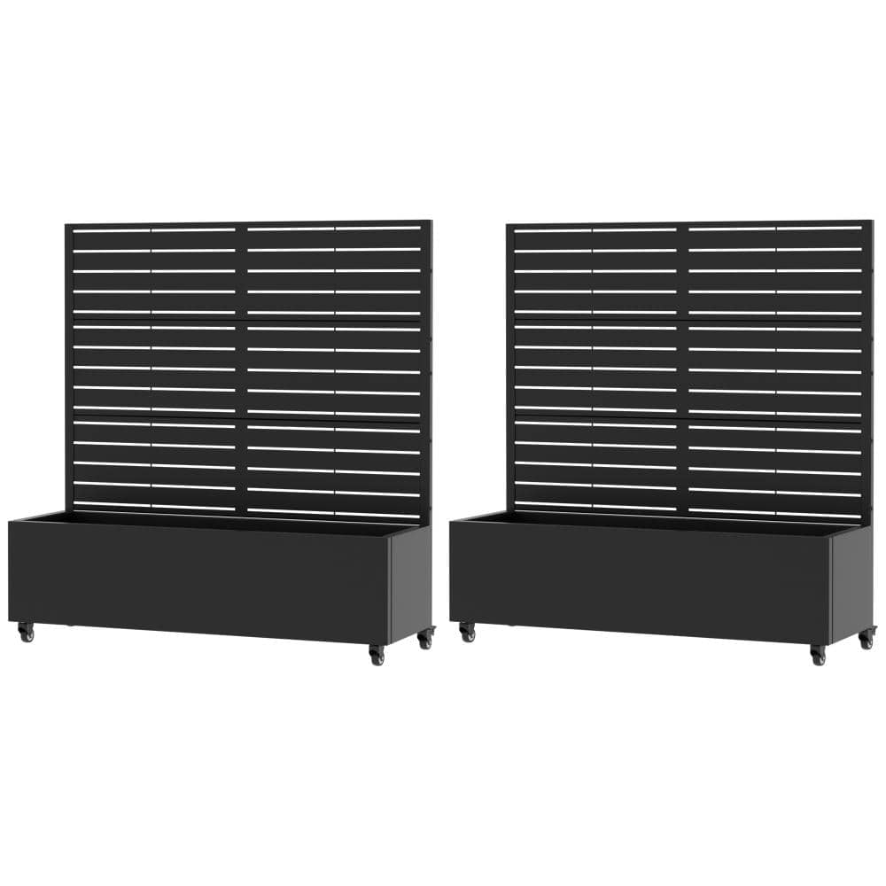 47 in. H x 47 in. W Black Outdoor Galvanized Steel Privacy Screen Planter Box Trellis with Detachable Wheels (2-Pack) price history on PriceWatchPro