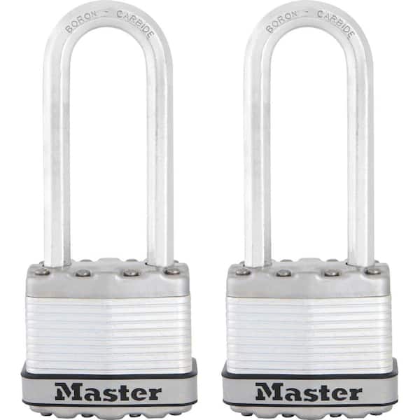 Master Lock Heavy Duty Outdoor Padlock with Key, 1-3/4 in. Wide, 2-1/2 in. Shackle, 2 Pack
