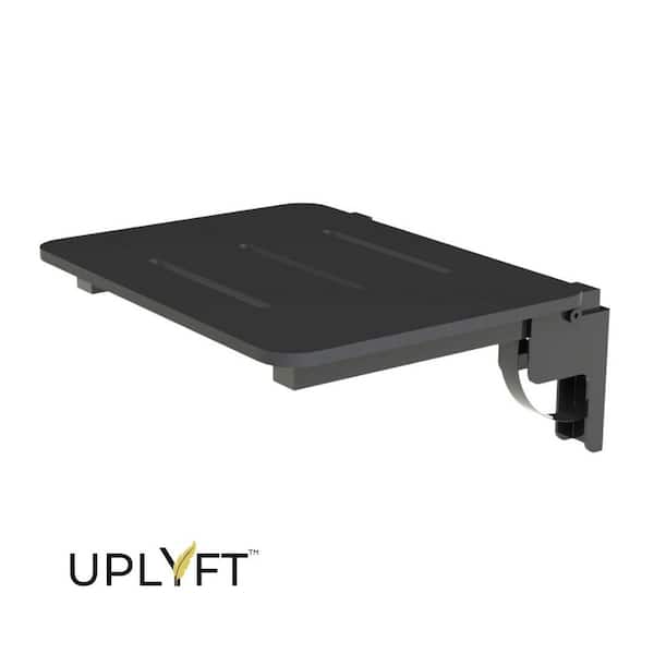 UPLYFT 32 in. Rectangle Wall Mount Folding Shower Seat with Black Phenolic Slotted Top and Matte Black Base