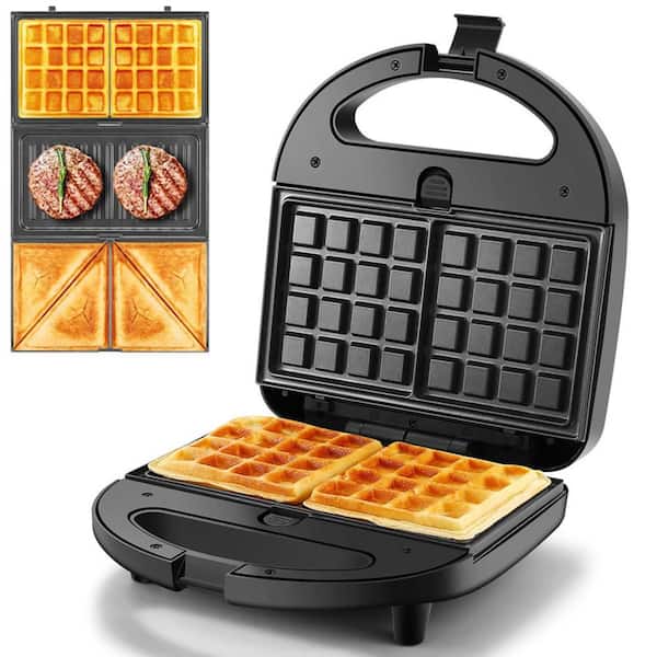 750-Watts Black Sandwich Maker Panini Press Waffle with Non-Stick Surface