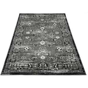 Designer Mahal Traditional Gray 5 ft. x 7 ft. Classic Braided Vintage Contemporary Polypropylene Rectangular Area Rug