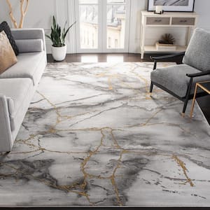 Craft Gray/Gold 11 ft. x 11 ft. Distressed Abstract Square Area Rug