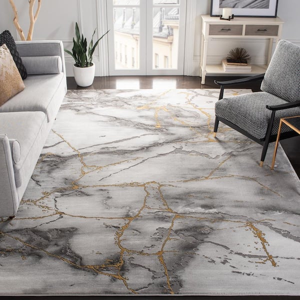 Craft Gray/Gold 9 ft. x 12 ft. Distressed Abstract Area Rug