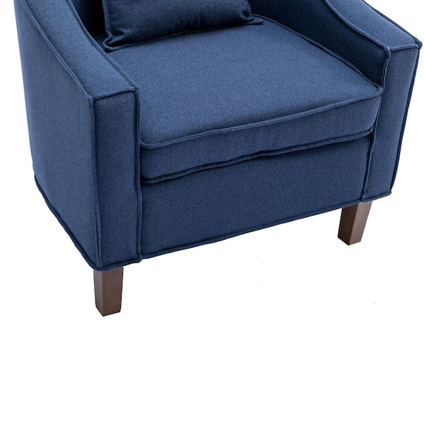 Blue Accent Chair with Ottoman Set Fabric Sofa Armchair Wood Legs with Foot  Stool XS-W109550437 - The Home Depot