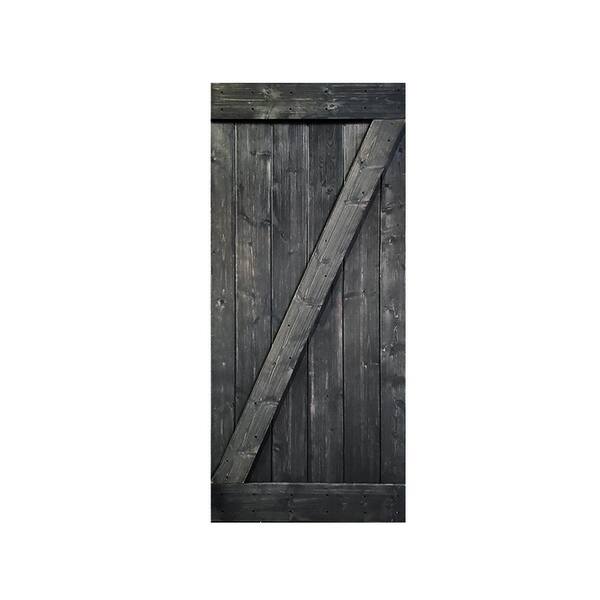 CALHOME Z Series 30 in. x 84 in. Metallic Gray Knotty Pine Wood Interior Sliding Barn Door Slab
