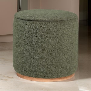 Green and Brown Foam Round Storage Ottoman Medium