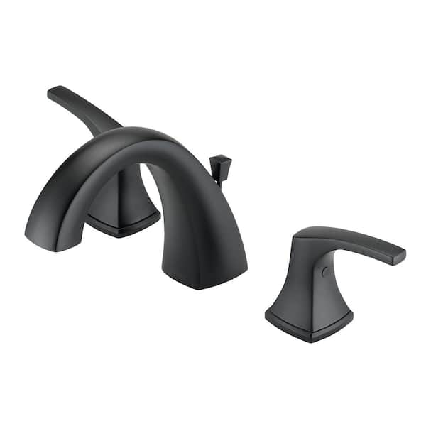 Vaughn 8 in. Widespread 2-Handle Bathroom Faucet in Satin Black with Drain