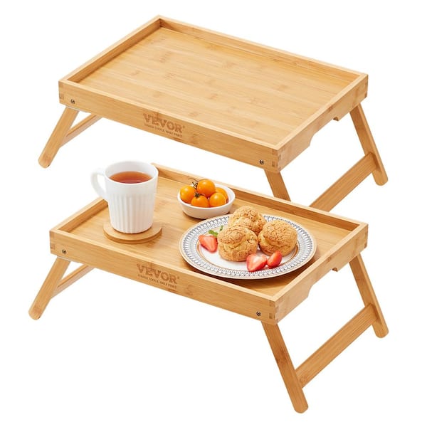 VEVOR 2-Pack Bed Tray Table 15.8 in. W x 7 in. H x 11 in. D Bamboo ...