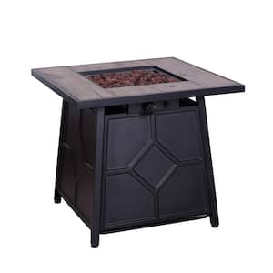 28 in. 40000 BTU Steel Propane Smokeless Fire Pit Table with Weather Resistant Cover and Lava Rocks, Black