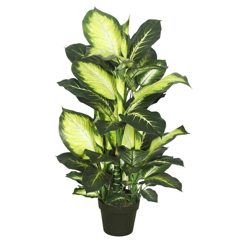 Tiny Green and Yellow Plastic Leopard Lily Faux Floor Plant