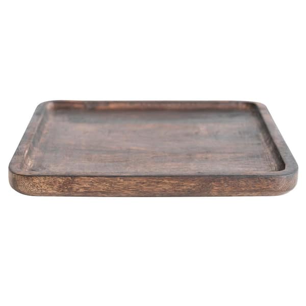 Storied Home 10 in. W x 1 in. H x 10 in. D Natural Dark Brown Mango Wood Serving Tray