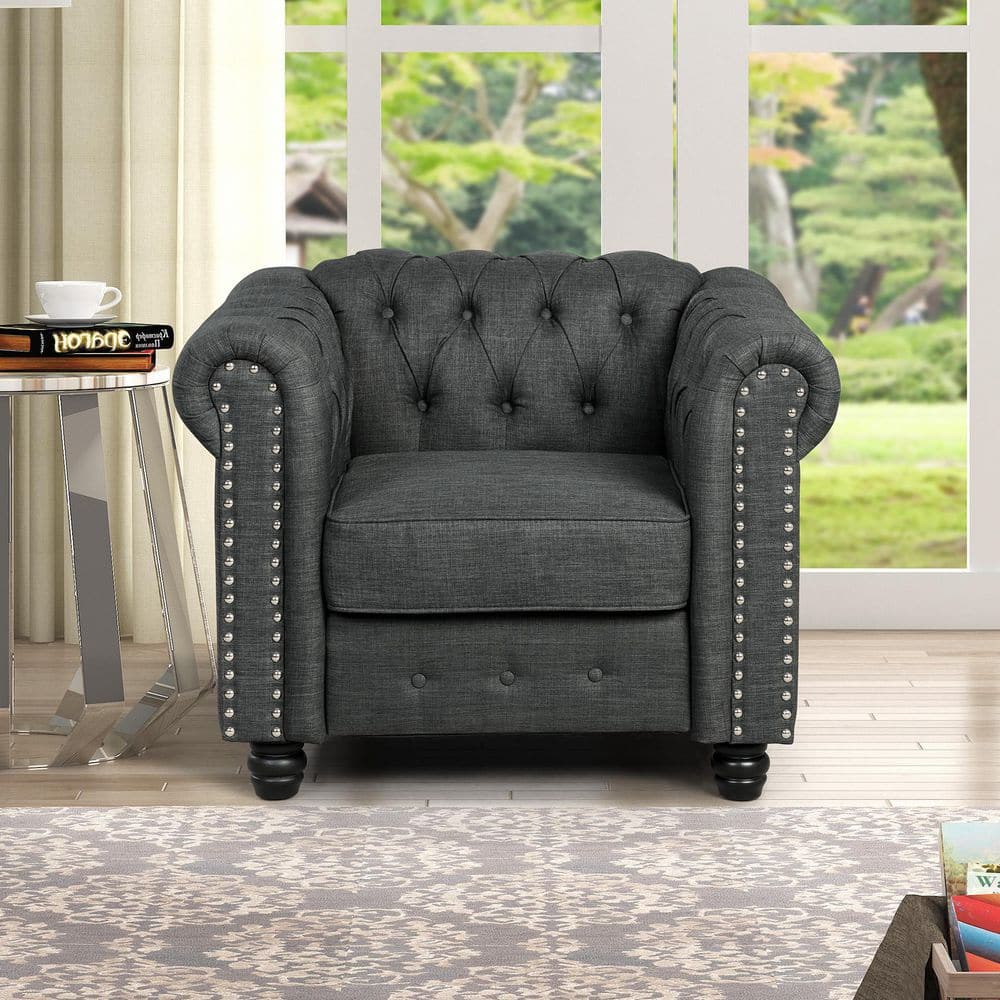 Grey Linen Chesterfield Chair for Living Room price history on PriceWatchPro