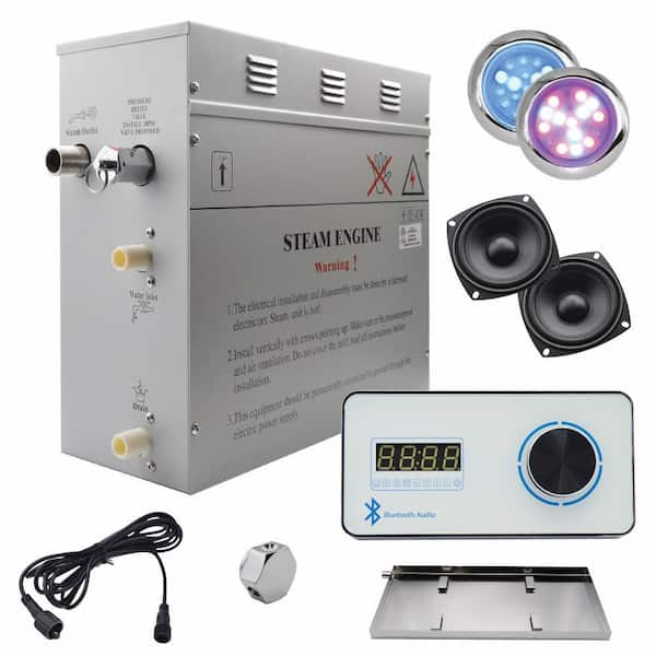 Steam Planet Superior Encore Plus 9kW Steam Bath Generator, Self-Draining, Bluetooth Digital Keypad, Drip Pan, Multi-Colored Lights