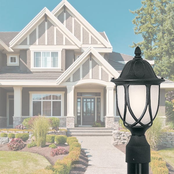 Capella 1-Light Black Cast Aluminum Line Voltage Hardwired Outdoor Wet-Rated Post Light with No Bulb Included