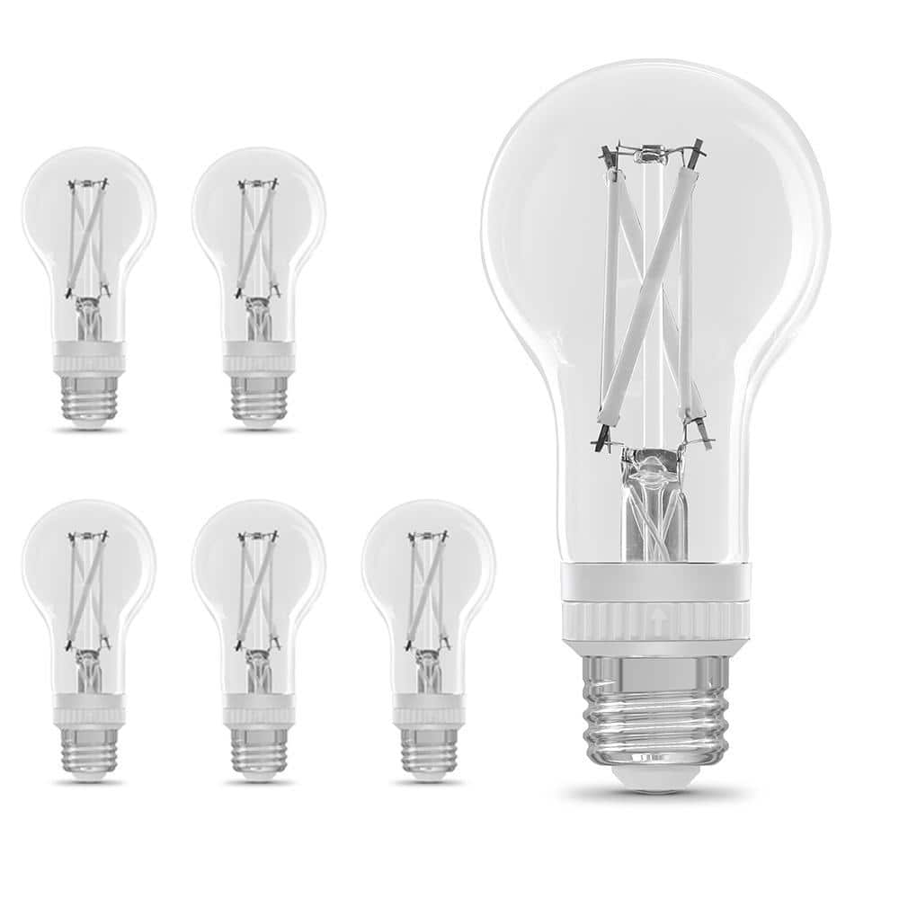 100-Watt Equivalent A21 Dimmable White Filament CEC Clear Glass E26 LED Light Bulb Adjustable White 2700K-5000K (6-Pack) -  EcoSmart, A191005CCWFECP6