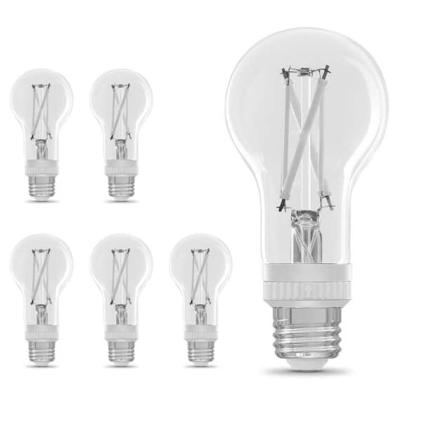 EcoSmart 100-Watt Equivalent A21 Dimmable White Filament CEC Clear Glass E26 LED Light Bulb Adjustable White 2700K-5000K (6-Pack)